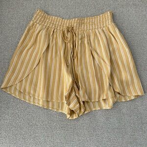 American Eagle Outfitters High Waist Striped Shorts - Tan